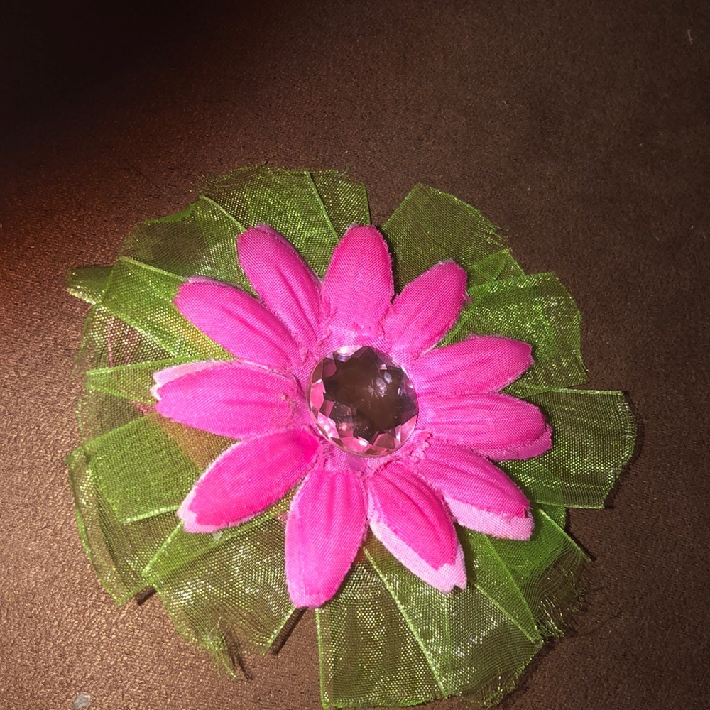 Pink Flower hair tie